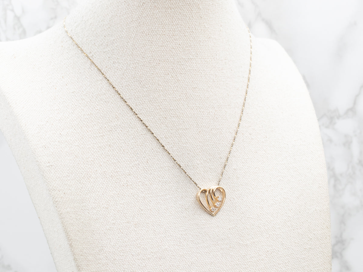 Modern Gold Diamond Heart Pendant