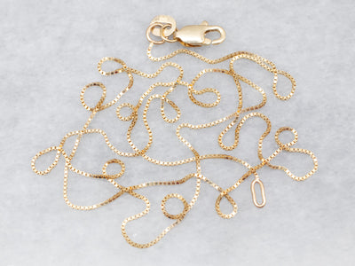 Yellow Gold Dainty Box Chain with Lobster Clasp
