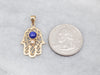 Lapis and Diamond Hand of Fatima Pendant