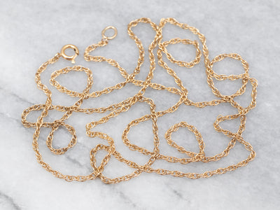 Long Yellow Gold Rope Chain with Spring Ring Clasp