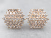 Hexagonal Gold Diamond Cluster Stud Earrings