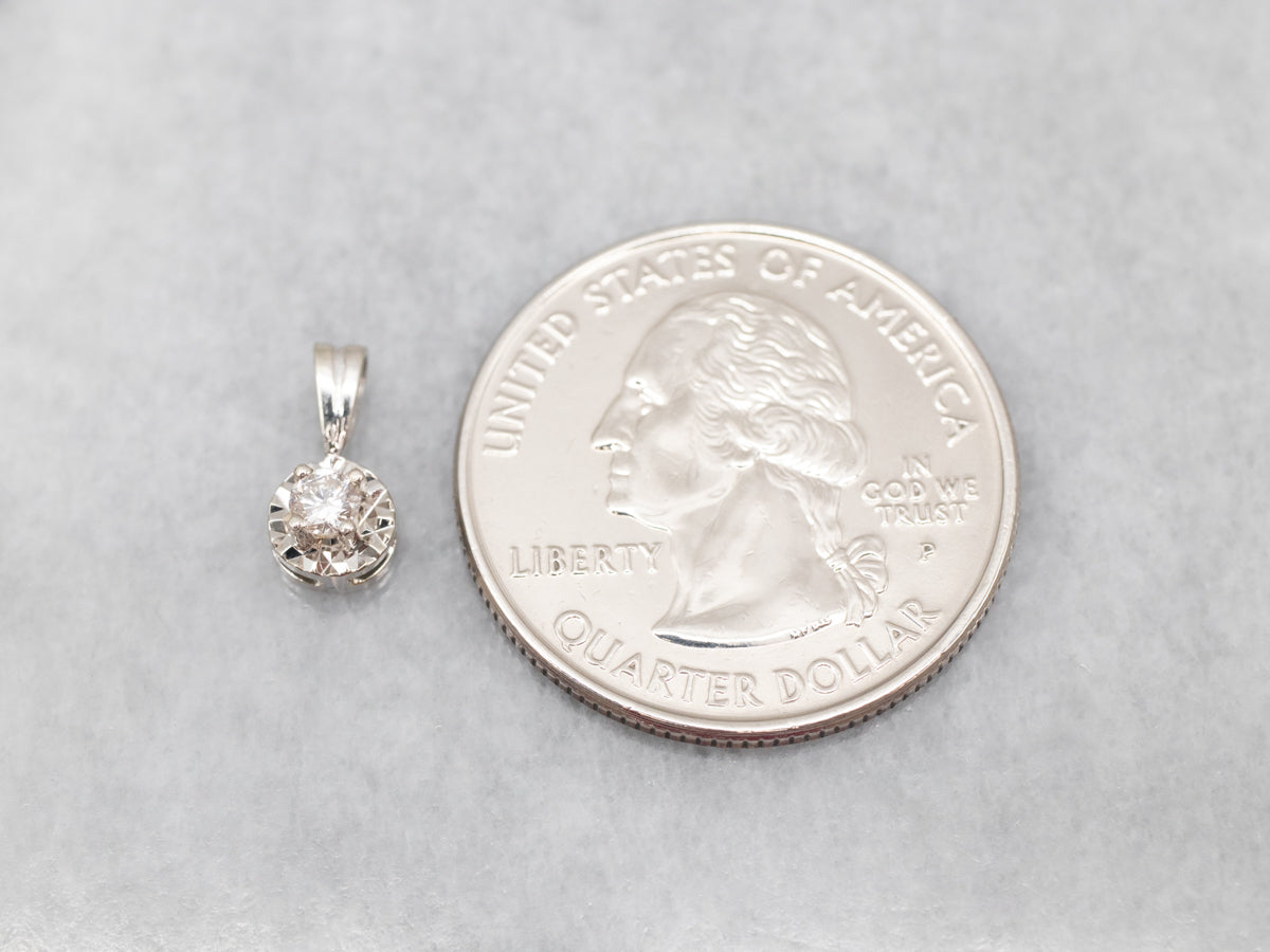 Colgante solitario de diamantes en oro blanco