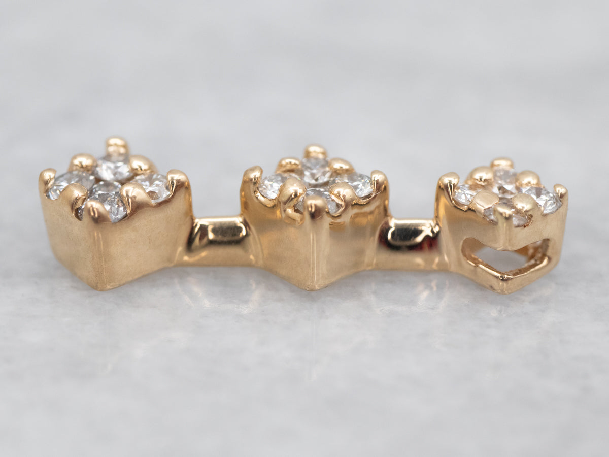 Yellow Gold Diamond Drop Cluster Pendant