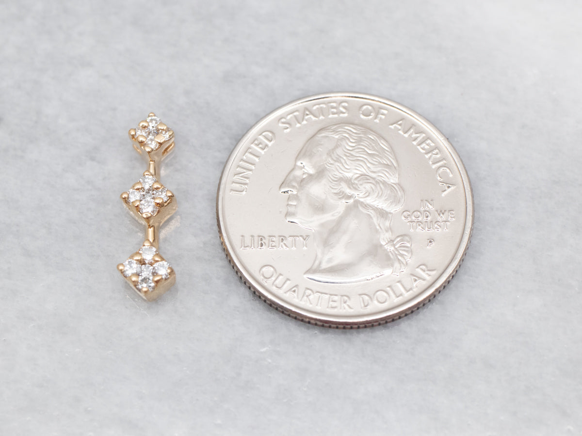 Yellow Gold Diamond Drop Cluster Pendant