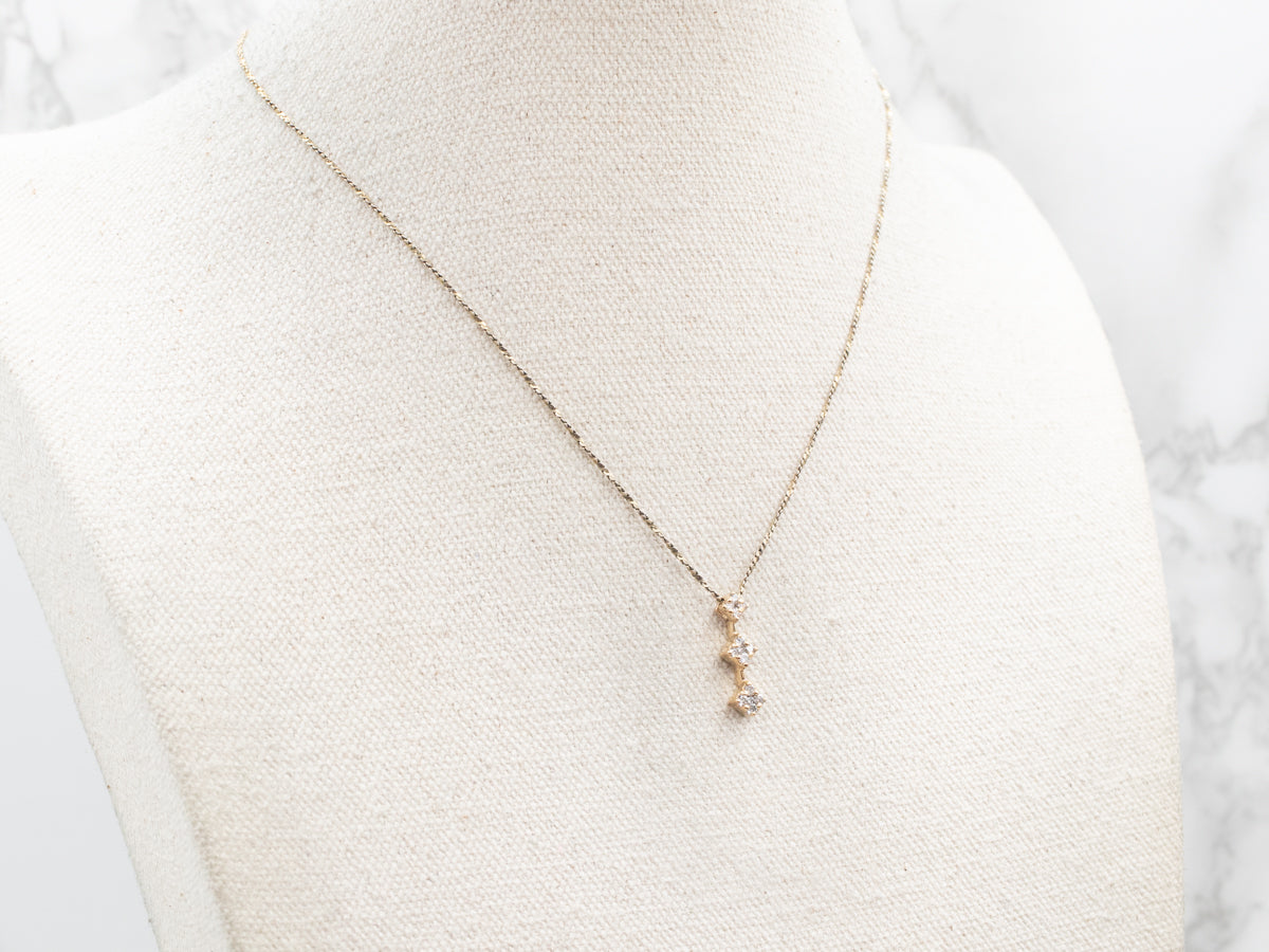 Yellow Gold Diamond Drop Cluster Pendant