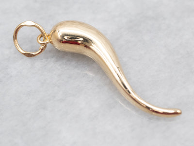Vintage Gold Italian Horn Pendant