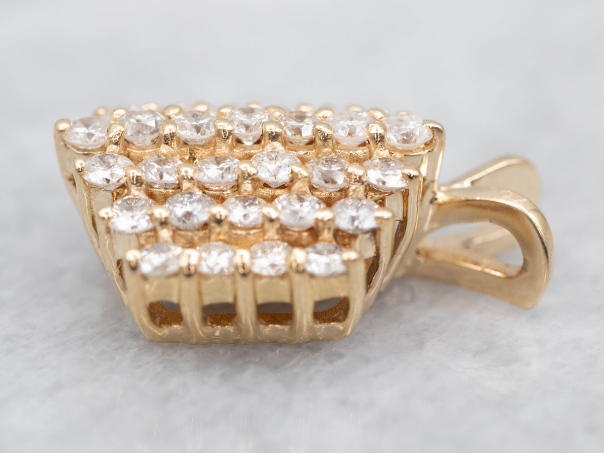 Hexagonal Gold Diamond Cluster Pendant