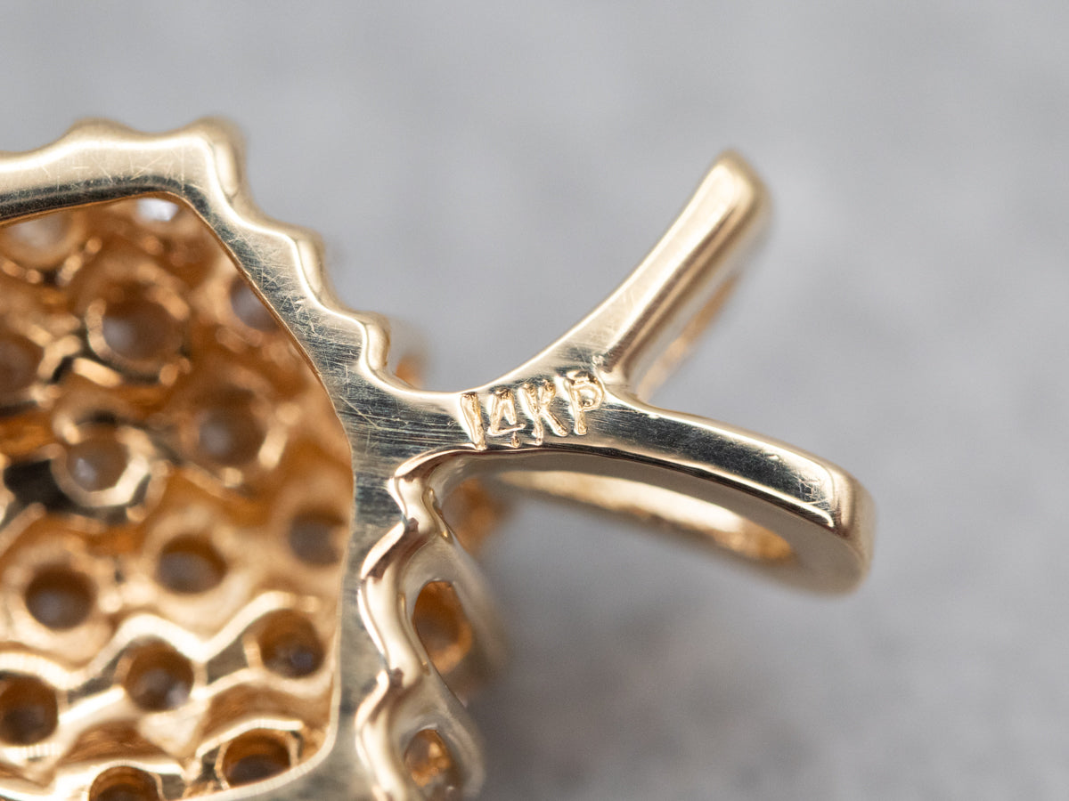 Hexagonal Gold Diamond Cluster Pendant