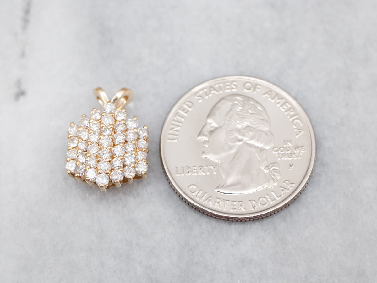 Hexagonal Gold Diamond Cluster Pendant