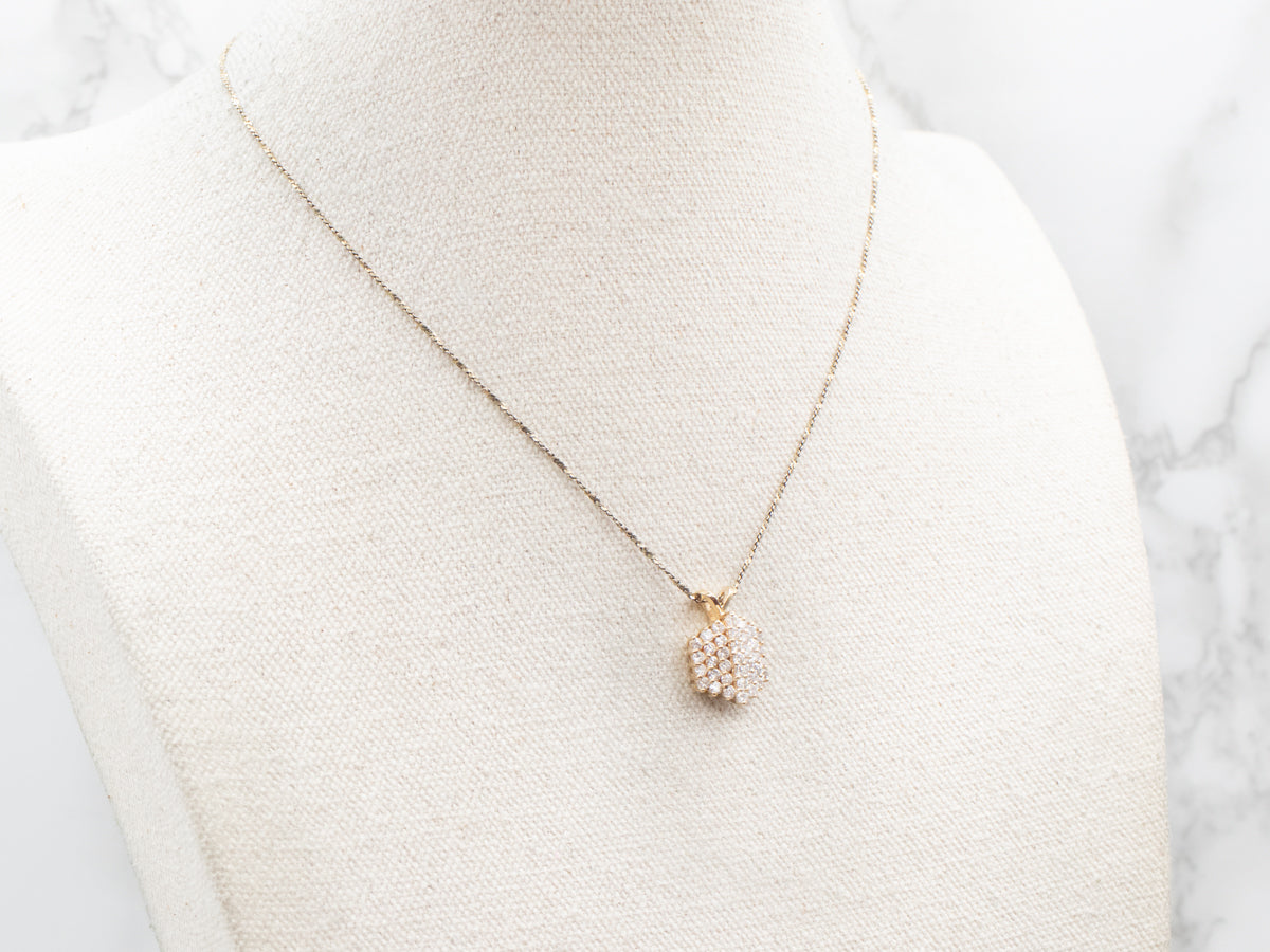 Hexagonal Gold Diamond Cluster Pendant