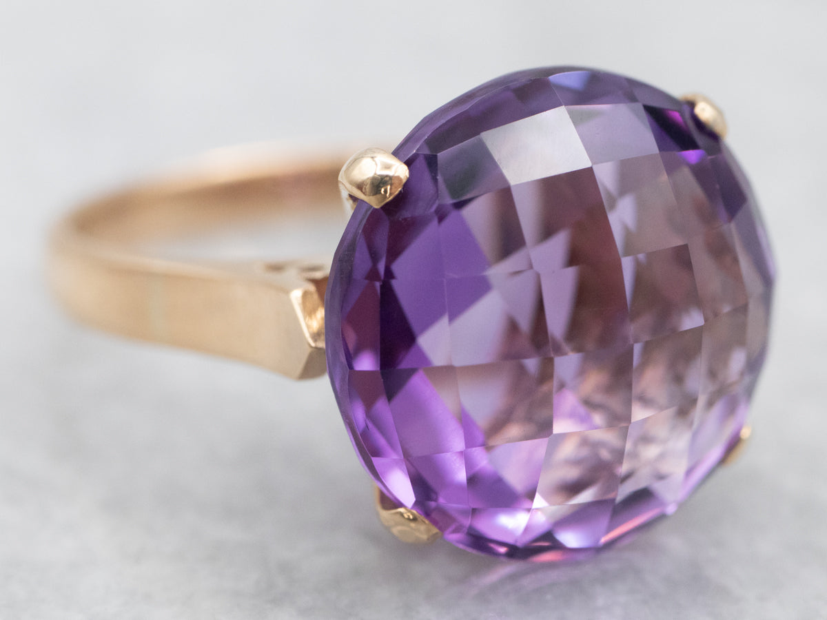 Pineapple Cut Amethyst Cocktail Ring