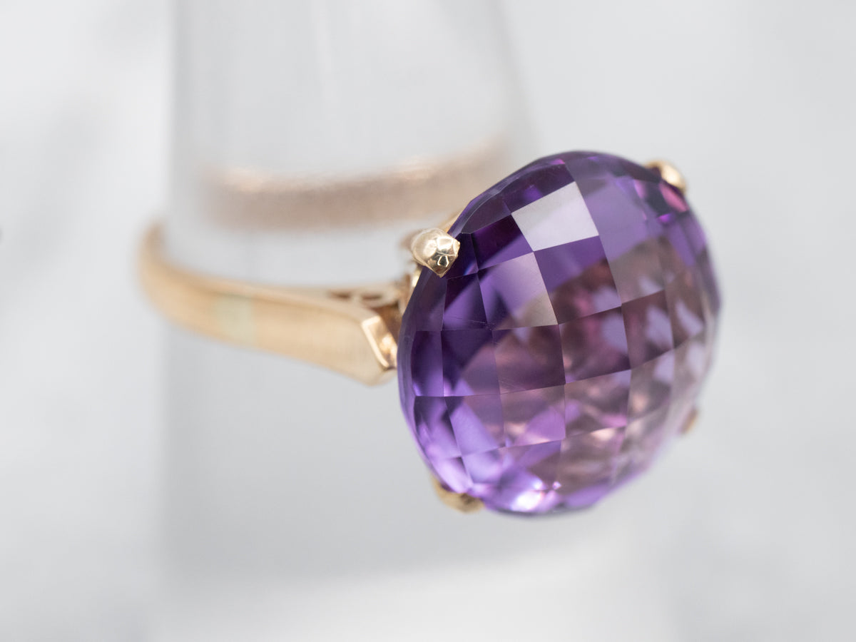 Pineapple Cut Amethyst Cocktail Ring