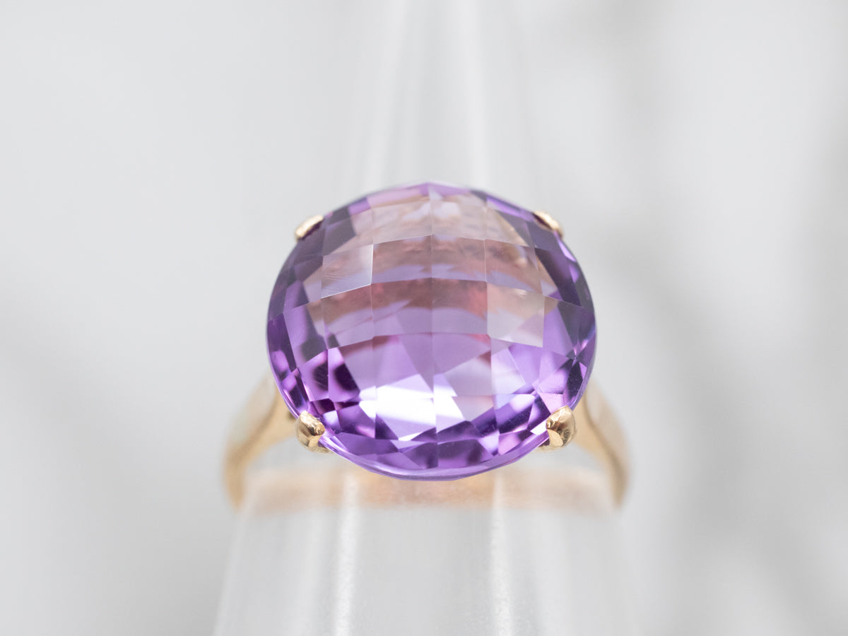 Pineapple Cut Amethyst Cocktail Ring