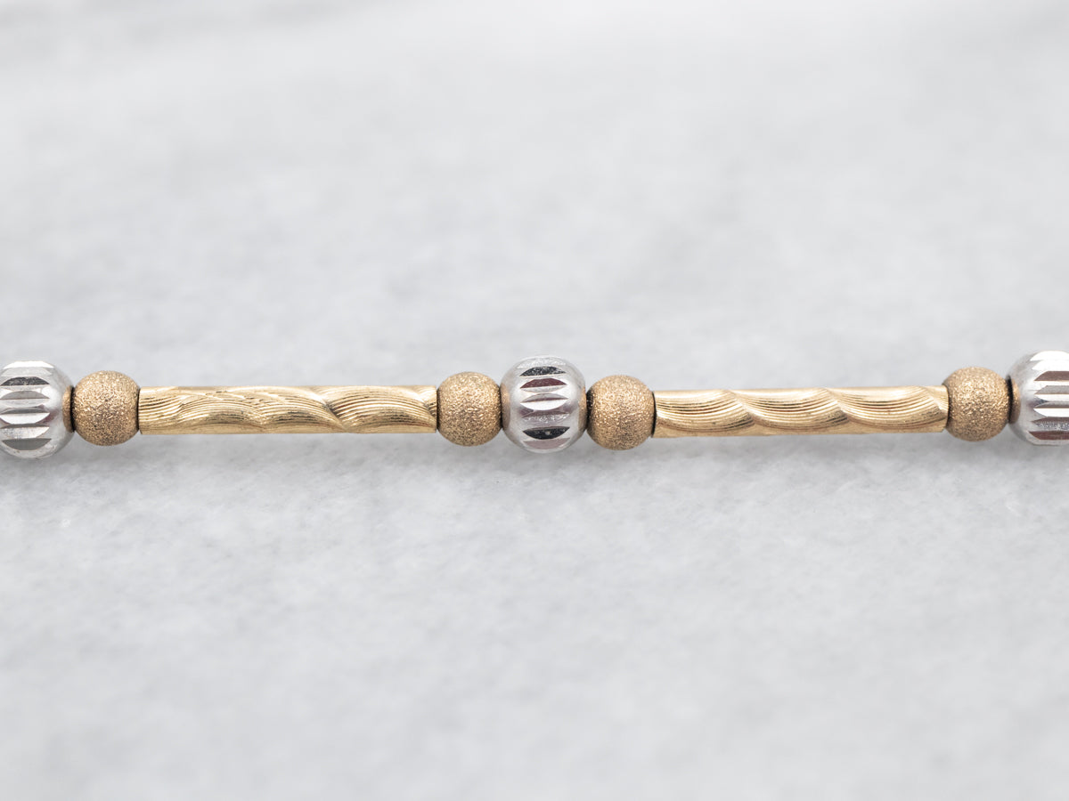 Two Tone Tube and Bead Necklace with Lobster Clasp