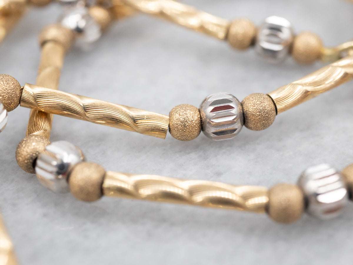 Two Tone Tube and Bead Necklace with Lobster Clasp
