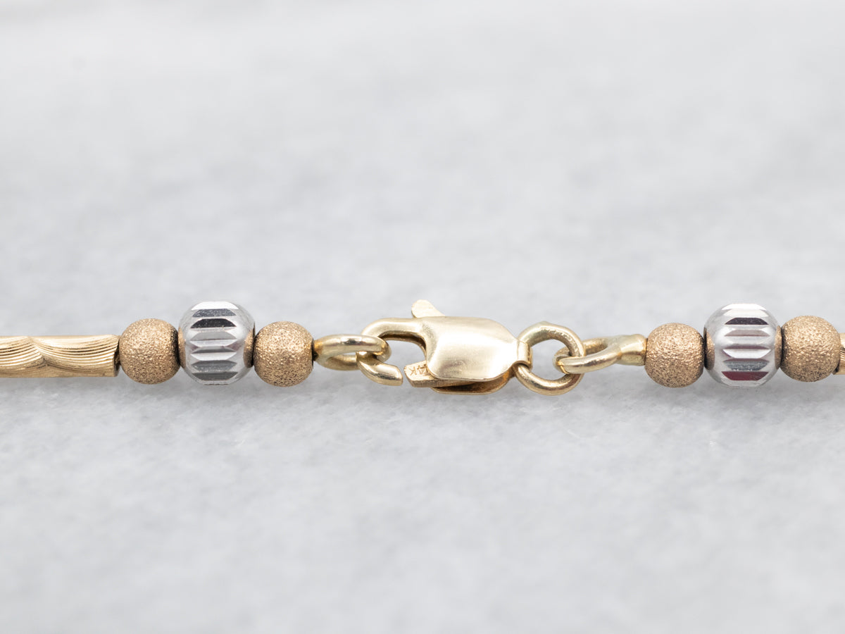 Two Tone Tube and Bead Necklace with Lobster Clasp