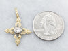 Two Tone European Cut Diamond Pendant