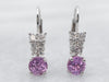 White Gold Pink Sapphire and Diamond Drop Earrings