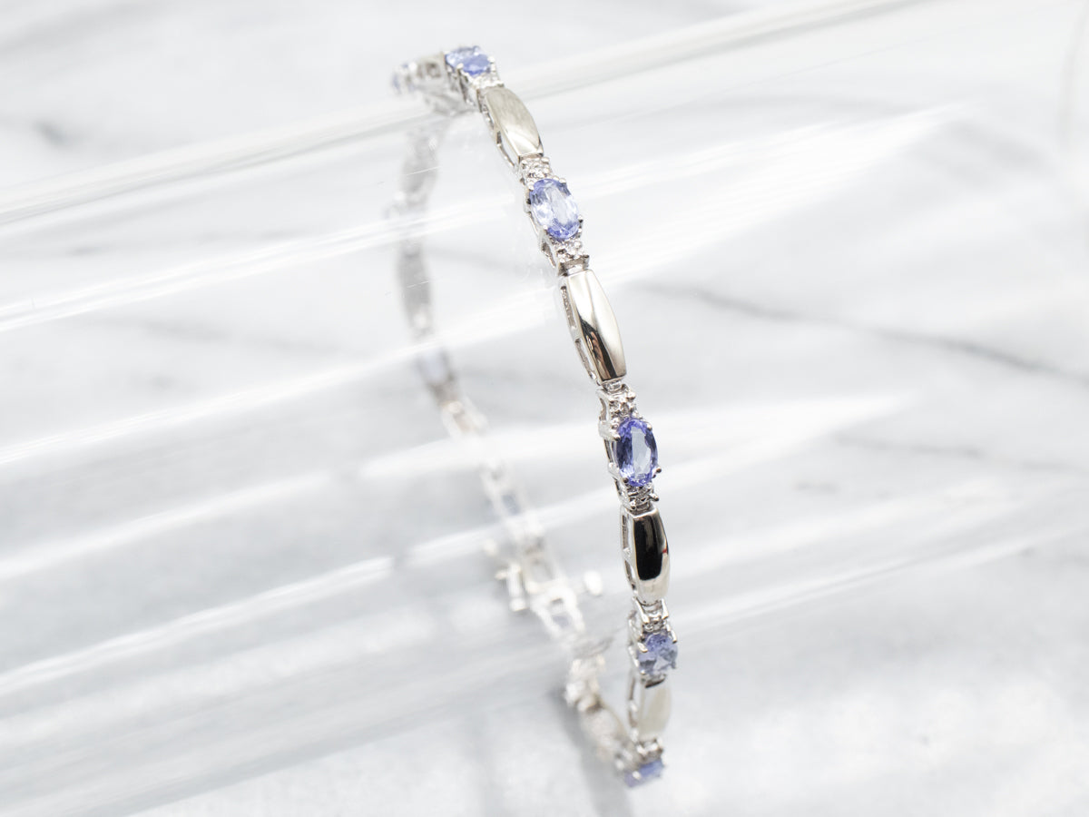 White Gold Tanzanite and Diamond Tennis Bracelet