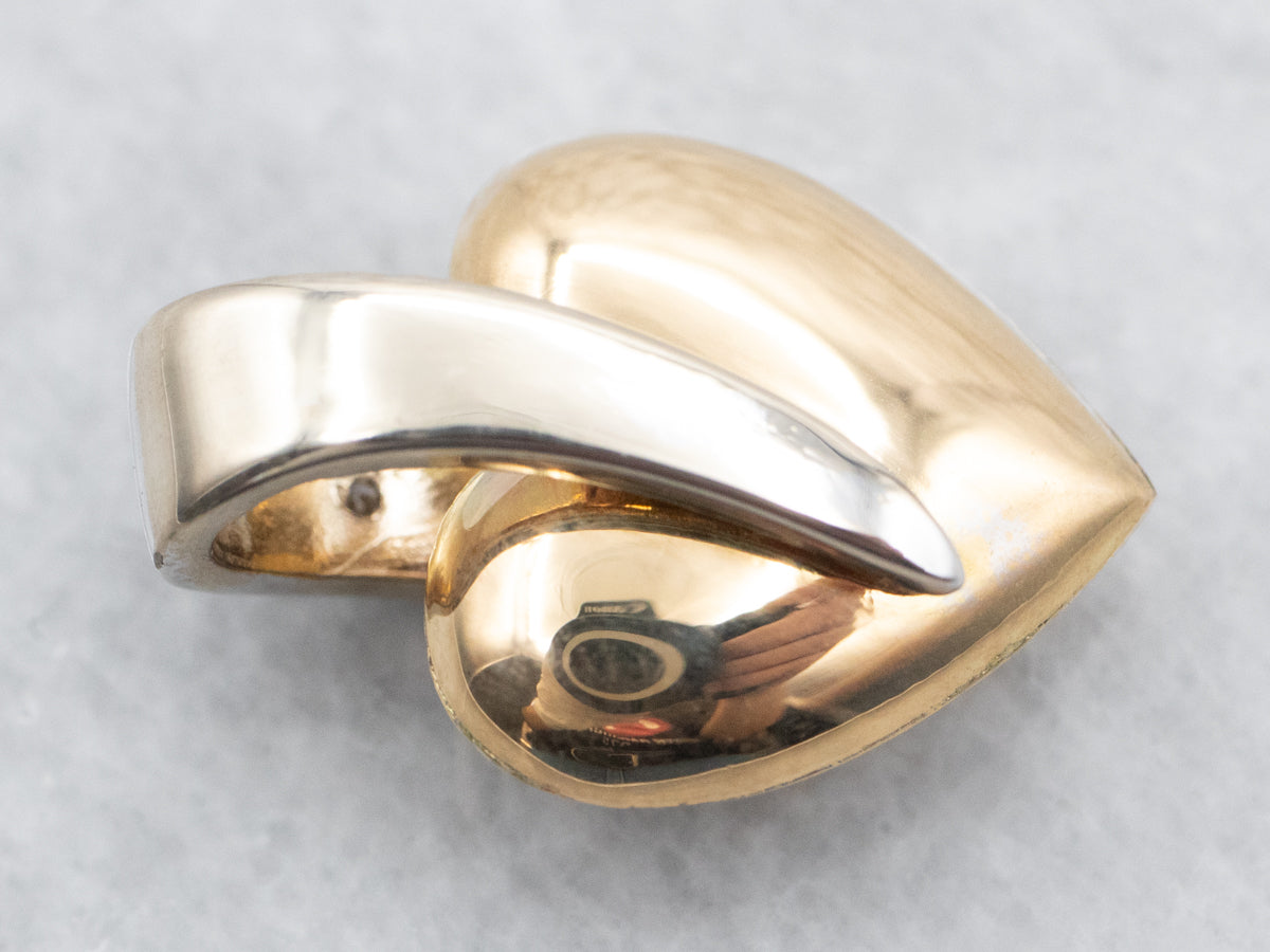 Two Tone Heart Pendant with Diamond Accents