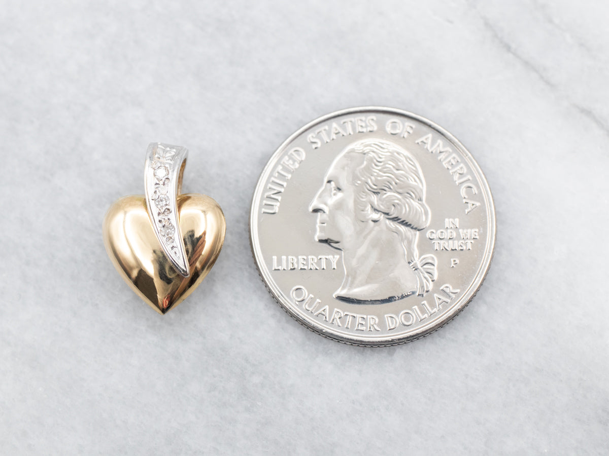Two Tone Heart Pendant with Diamond Accents