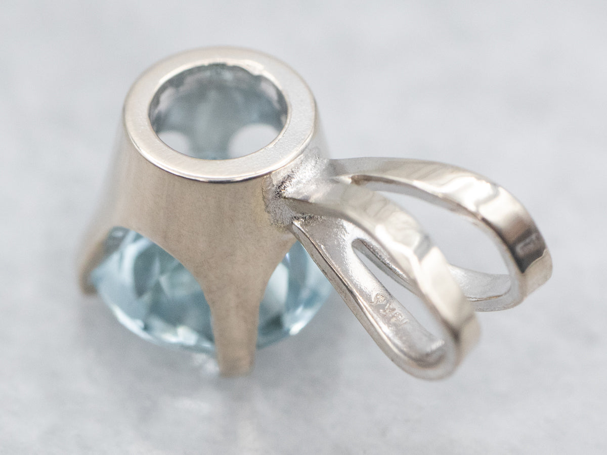 White Gold Aquamarine Solitaire Pendant