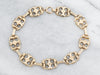 Yellow Gold Rectangular Floral Link Bracelet with Spring Ring Clasp