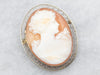 White Gold Cameo Brooch with Filigree Frame