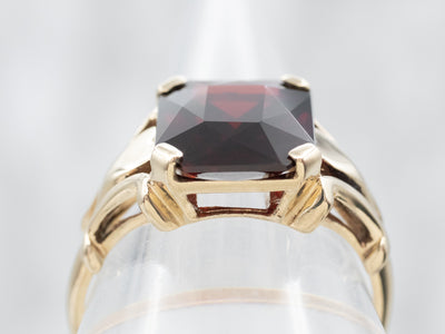 Yellow Gold Garnet Solitaire Ring