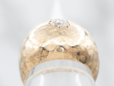 Yellow Gold Old Mine Cut Diamond Domed Ring