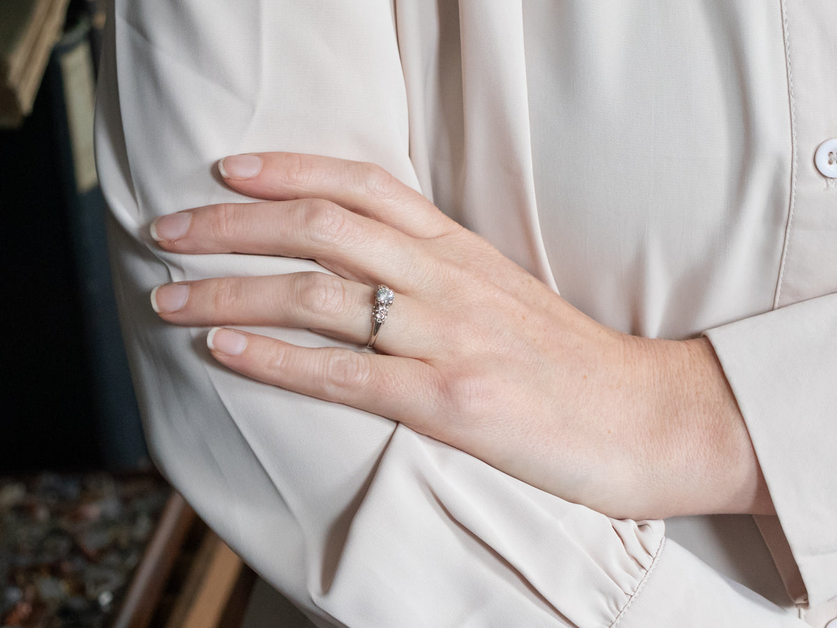 White Gold Diamond Engagement Ring With Diamond Accents