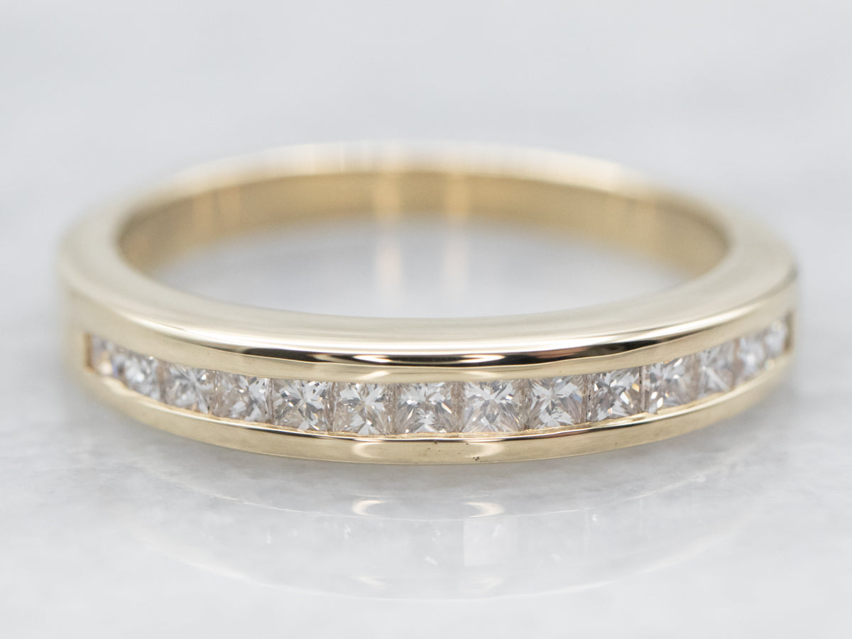 Yellow Gold Princess Cut Channel Set Diamond Wedding Band