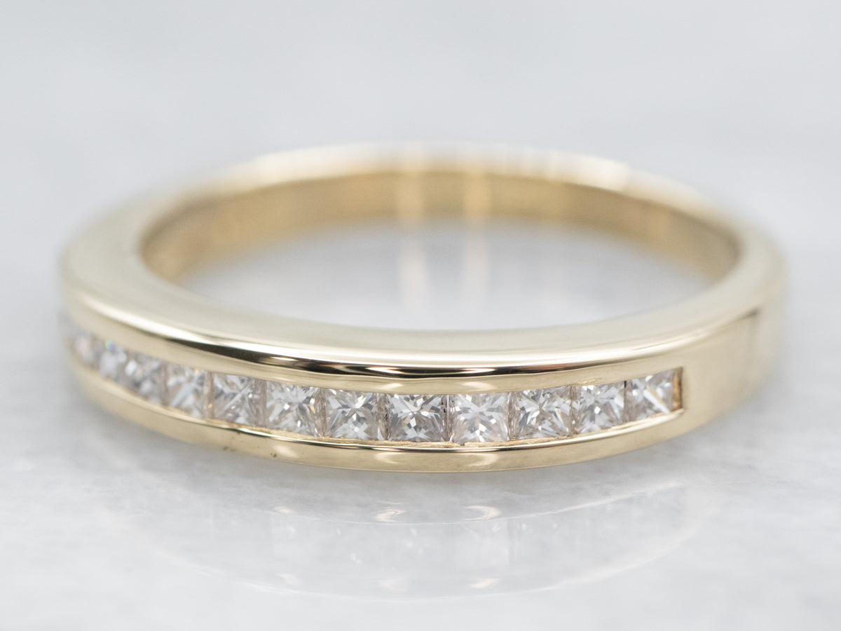 Yellow Gold Princess Cut Channel Set Diamond Wedding Band