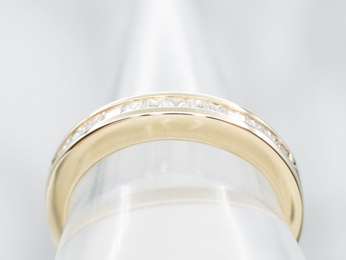 Yellow Gold Princess Cut Channel Set Diamond Wedding Band