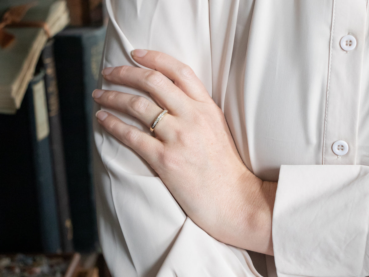 Yellow Gold Princess Cut Channel Set Diamond Wedding Band