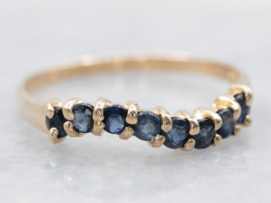 Yellow Gold Sapphire Curved Band