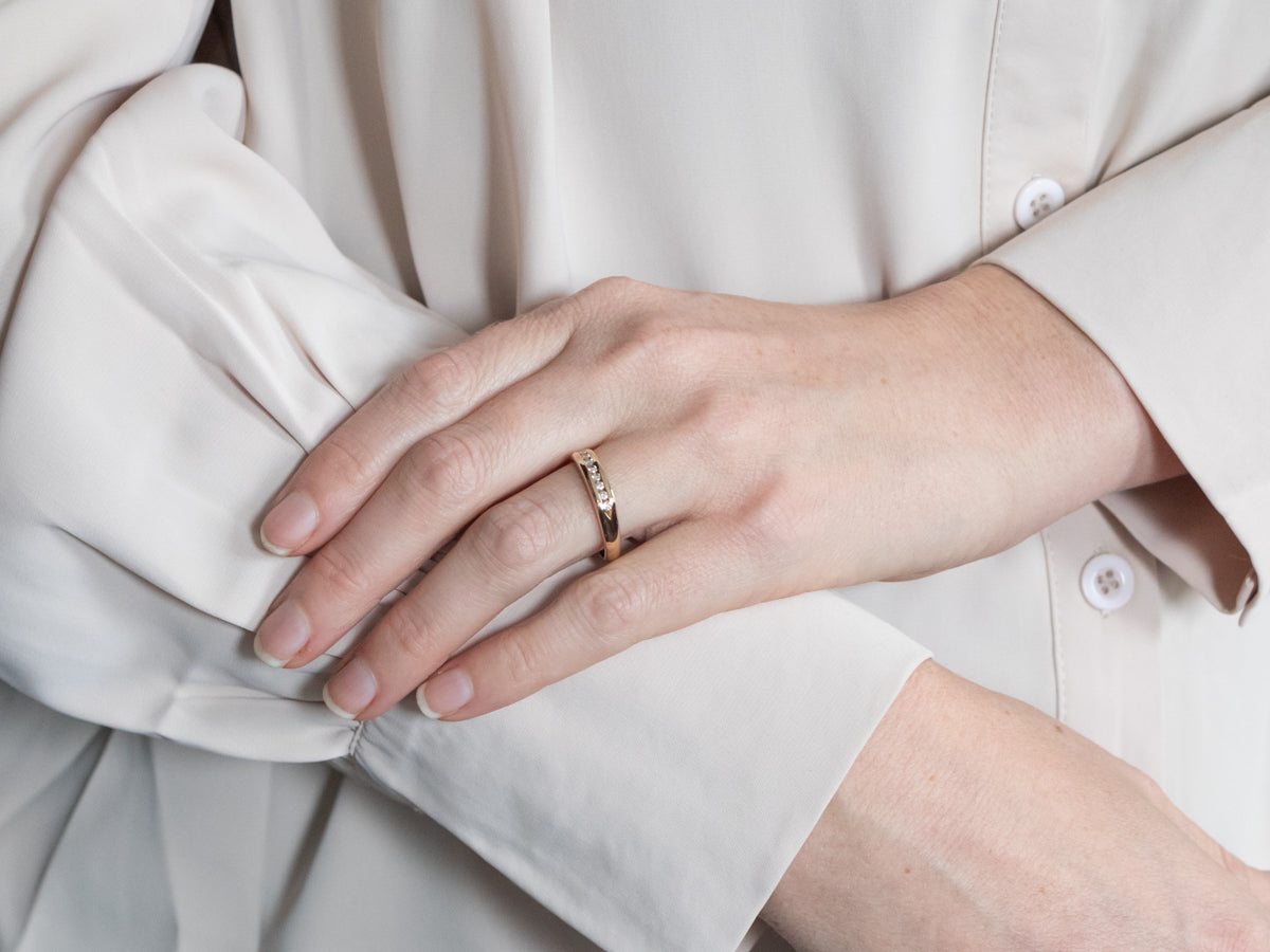 Yellow Gold Channel Set Diamond Wedding Band