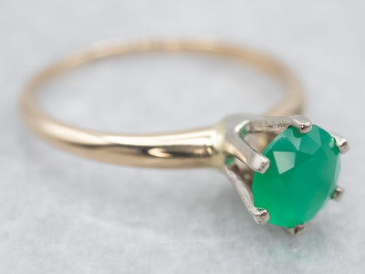 Two Tone Gold Green Onyx Solitaire Ring