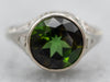 Art Deco Bezel Set Green Tourmaline Solitaire Ring