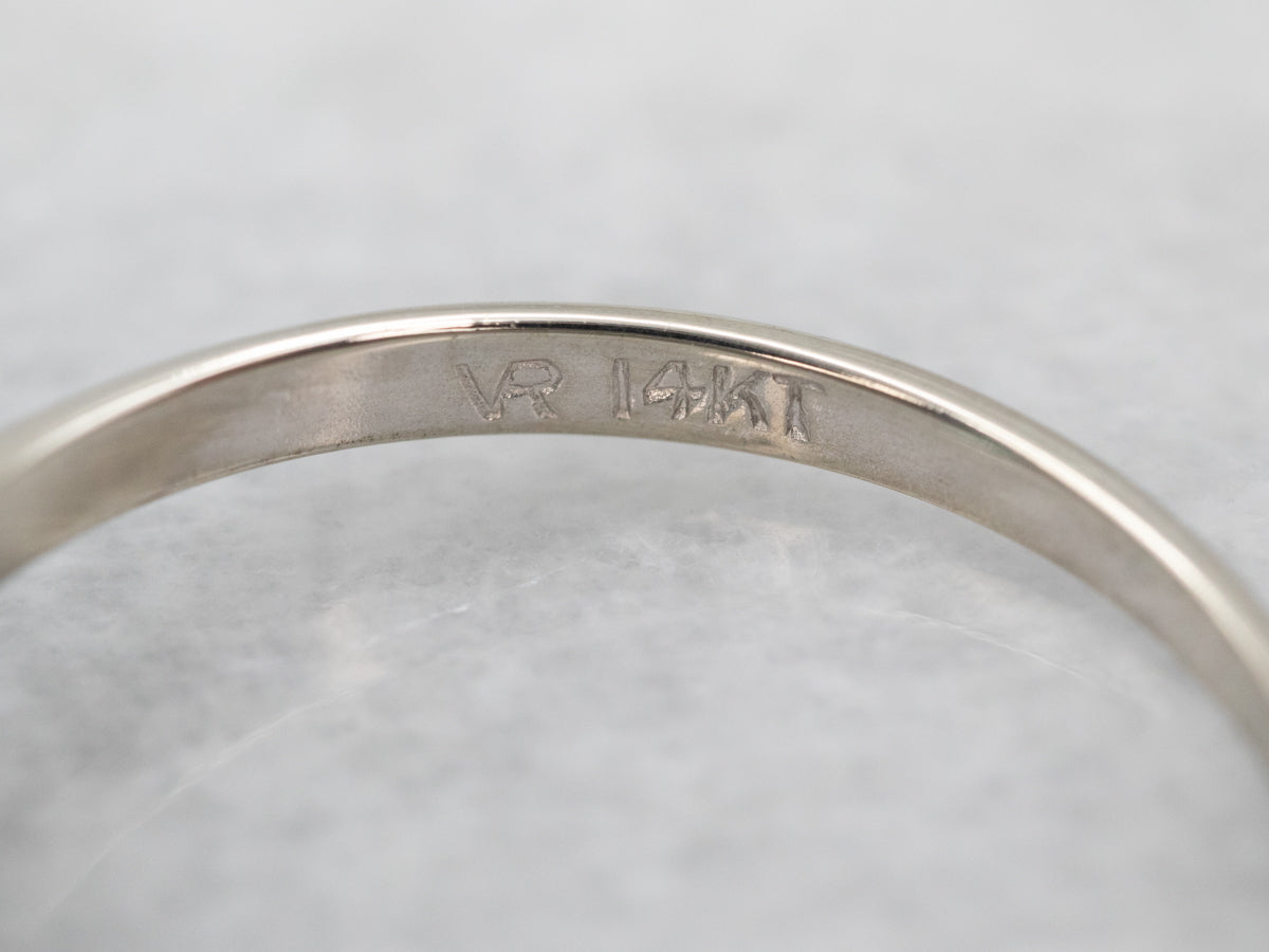 White Gold Blue Zircon Solitaire Ring