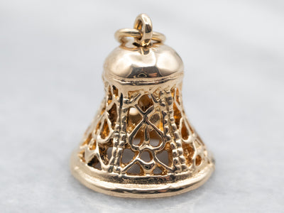 Yellow Gold Filigree Bell Charm