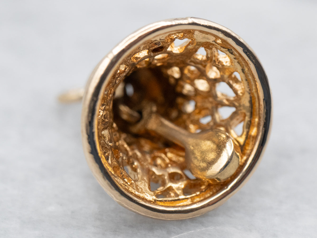 Yellow Gold Filigree Bell Charm