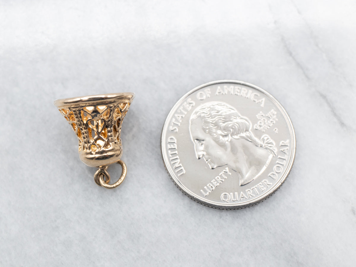 Yellow Gold Filigree Bell Charm
