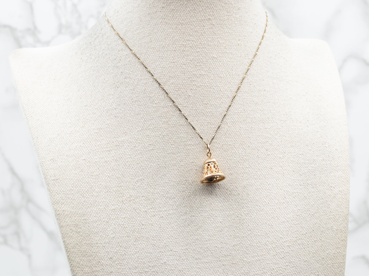 Yellow Gold Filigree Bell Charm