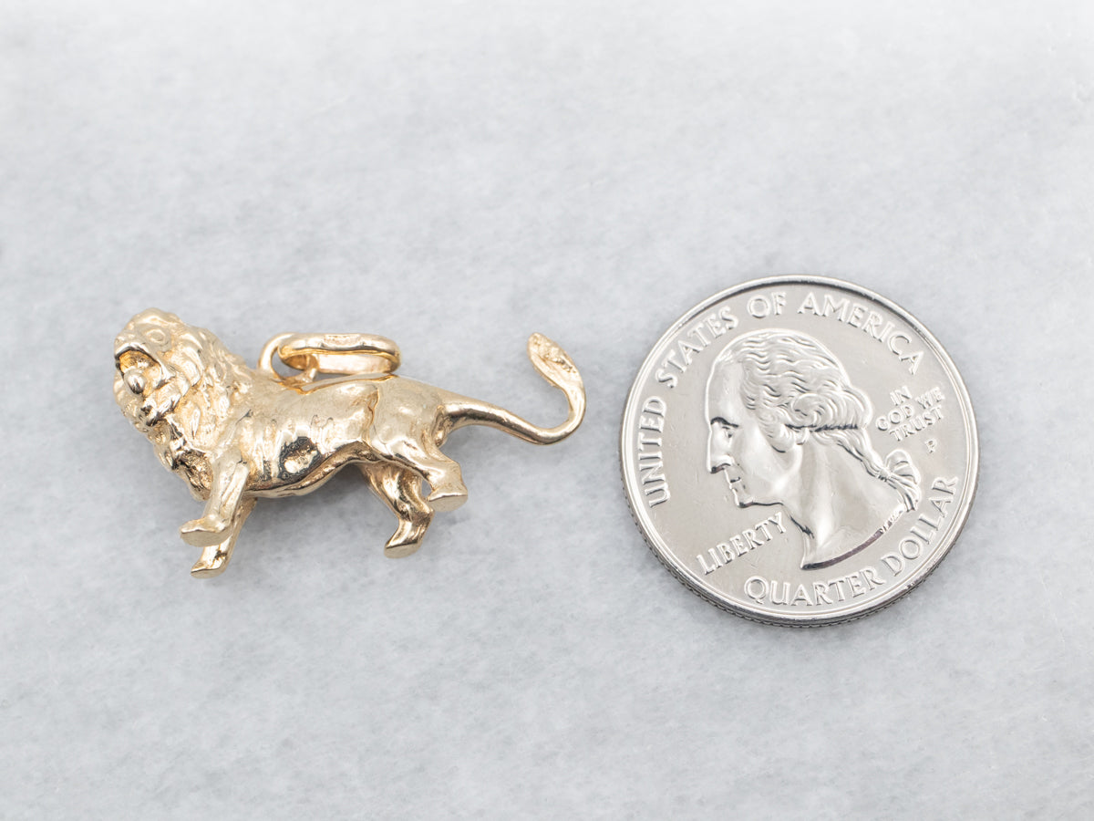 Vintage Gold Lion Charm or Pendant
