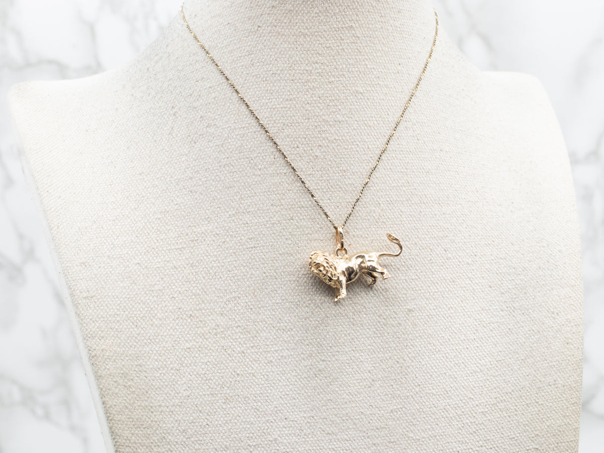 Vintage Gold Lion Charm or Pendant