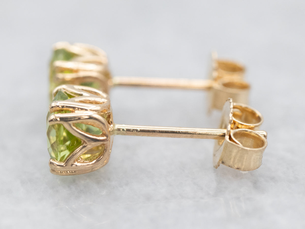 Yellow Gold Peridot Stud Earrings