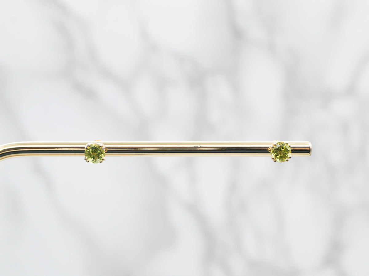 Yellow Gold Peridot Stud Earrings