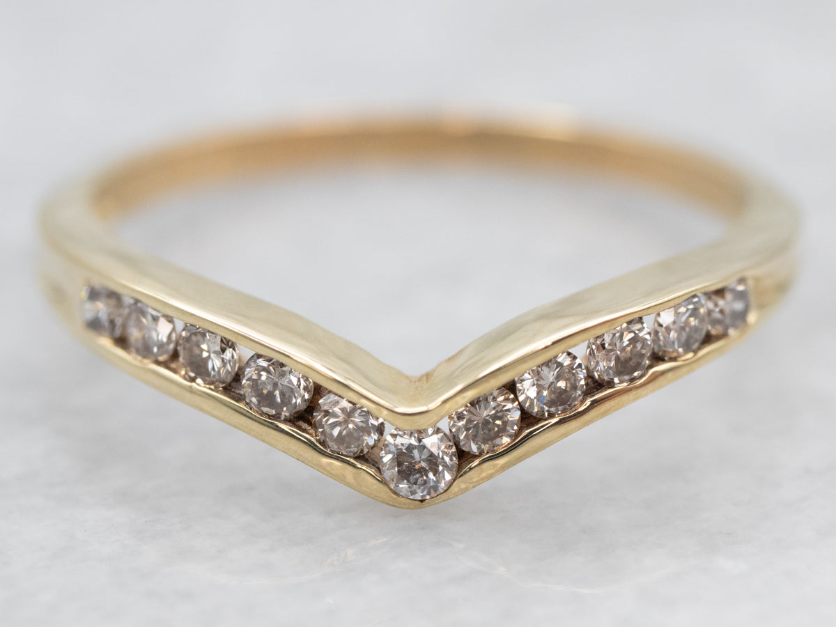 Yellow Gold Channel Set Diamond Guard Wedding Band