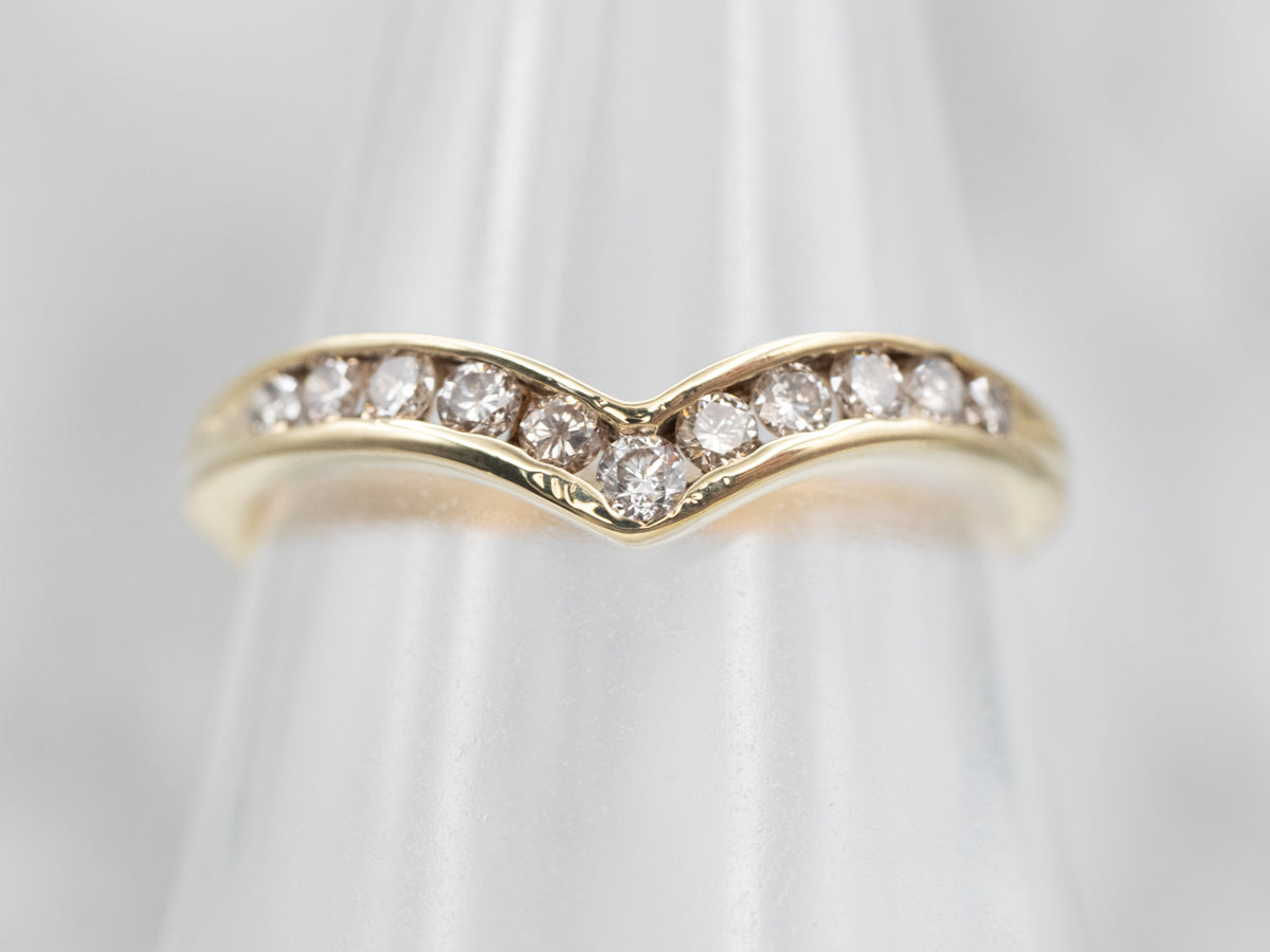 Yellow Gold Channel Set Diamond Guard Wedding Band